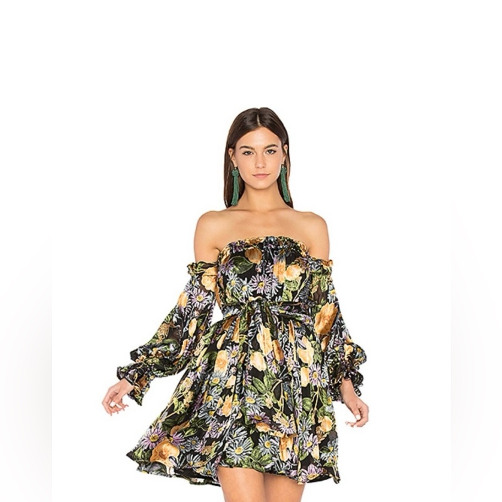 For Love and Lemons Luciana Floral Satin Strapless Dress - NWT